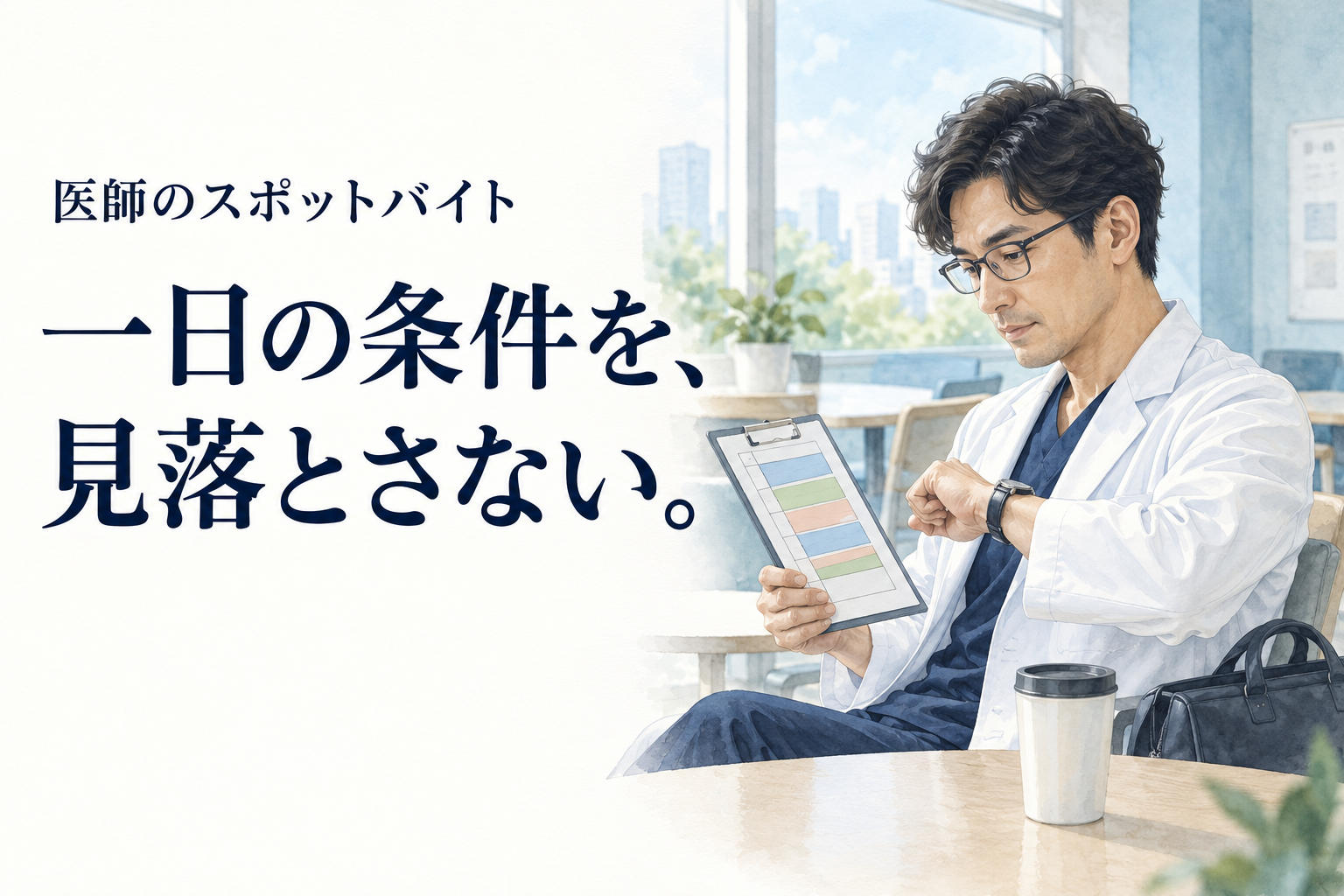 医師 スポットバイト。医師の単発勤務を、応募と成約の日程管理、取消時の連絡、集合時刻と初勤務の引継ぎ、報酬の確認で選びます。